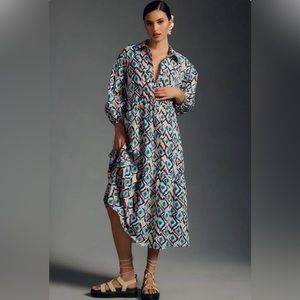 Anthropologie The Bettina Tiered Shirt Dress by Maeve